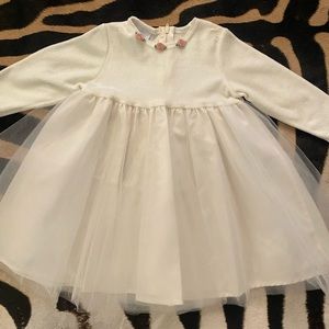 Heartstrings Baby 24Mos white velvet bodice w/pink roses and layered toile skirt